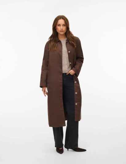Vero Moda Awnaomi Ls Long Coat   Brown   40