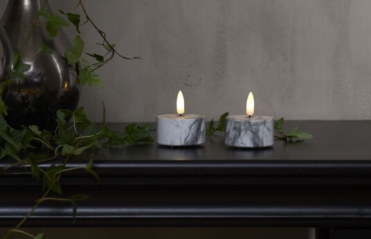 Led telys marble 2 pakning m timer