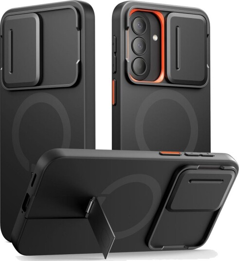 Tech-Protect Kevlar Aura MagSafe Mobildeksel til Samsung Galaxy A57 – Svart og Oransje
