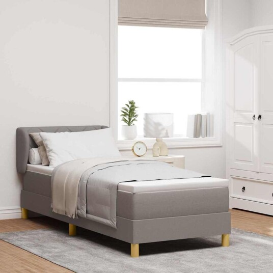 Sengebunn med madrass Taupe 80x200 cm Stoff