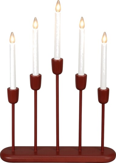 Konstsmide Lysestake tre/metall 5 LED 53,5cm Rød
