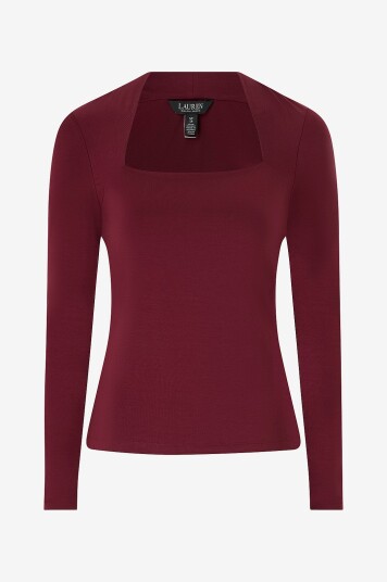 Ralph Lauren Lauren Topp Lyocell Str Jersey knit Top Rød