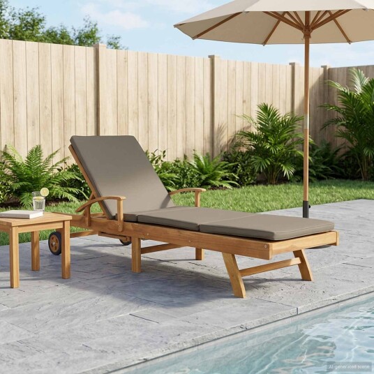 vidaXL Solstol med Pute 100% Polyester Solid Teak