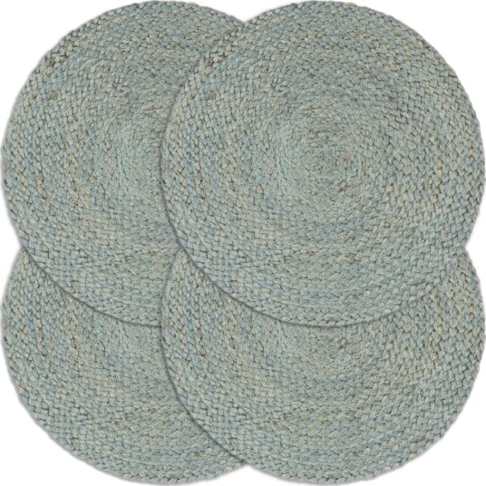 vidaXL Bordmatter 4 stk ren olivengrønn 38 cm rund jute