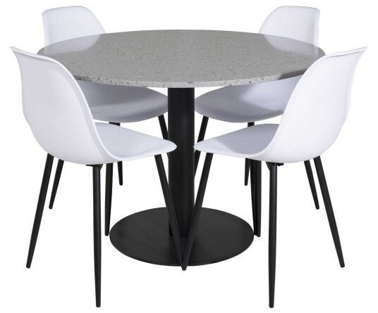 Venture Design Razzia & Polar spisegruppe Grå/hvit 4 st stoler & bord 106 cm
