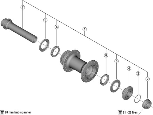 Shimano aksel unit til forhjul modell HB-RS470