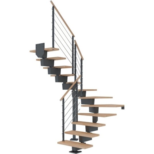 Dolle Dubai U trapp Antracit 7016 design oljeret Bøk 80 11   Loddret Høyde 204 252cm