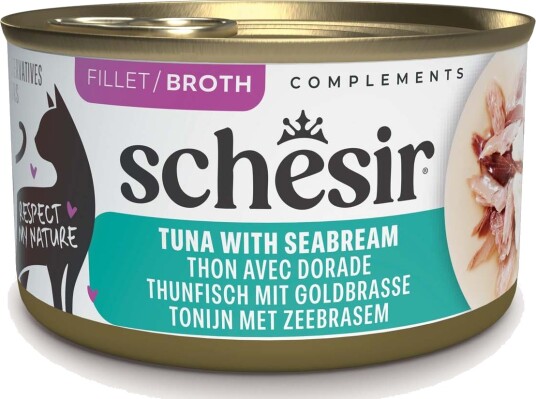 Schesir Våtfôr Complements I Buljong Tunfisk Med Havbrasme 12 X 70 G