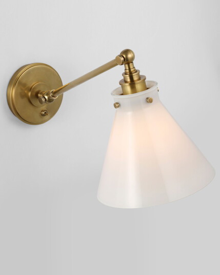 Visual Comfort Parkington Single Library Wall Light Antique Brass/White Visual Comfort Parkington Single Library Wall Light Antique Brass/White