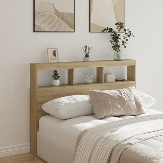  Hodegavl skap med LED sonoma eik 140x17x102 cm 8721012465138