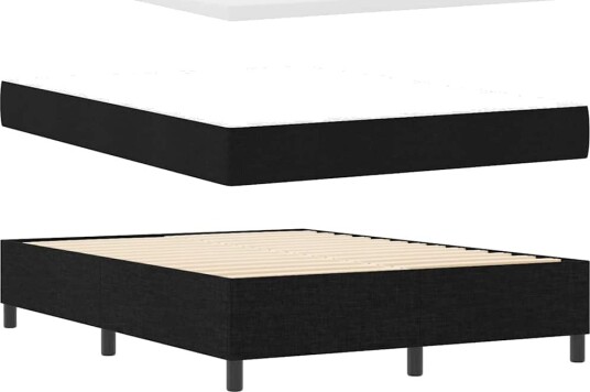  Box Spring Seng med Madrass Svart 160x200 cm