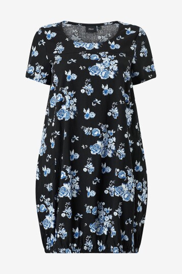 Zizzi Kjole jEasy S/S Aop Dress Svart