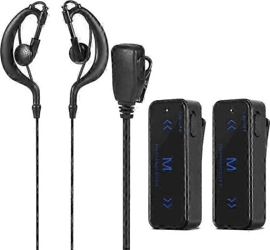 2-pakning mini-walkie-talkier, 400–470 MHz, 3 W, med øretelefon
