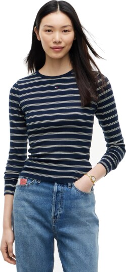 Tommy Jeans Tjw Slim Essential Rib Ls Navy XL