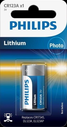 Philips CR123A Lithium Batteri 1500 mAh for Kamera
