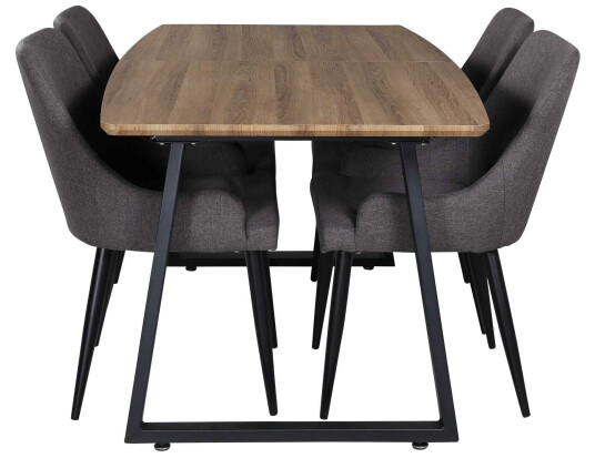 Venture Design Inca & Plaza spisegruppe Natur/grå 4 st stoler & bord 160 x 85 cm