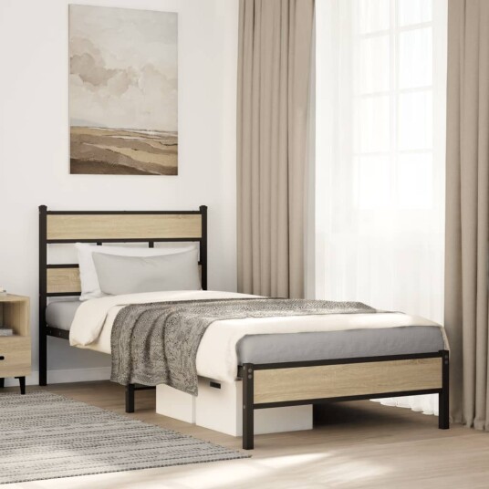  Sengeramme uten madrass sonoma eik 100x190 cm konstruert tre 8721158378378