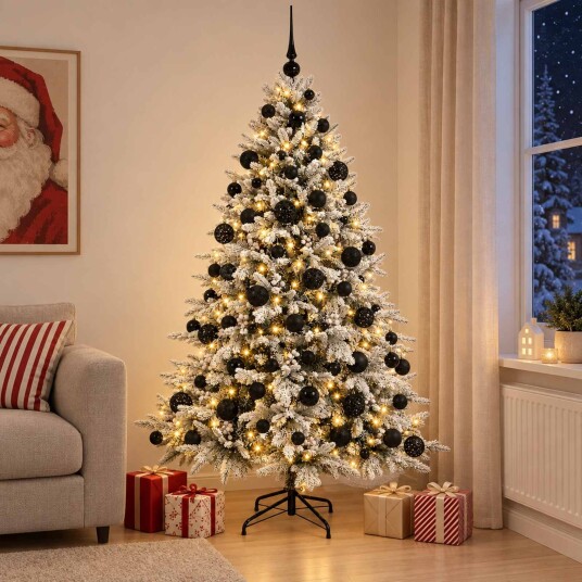 vidaXL Kunstig juletre med julekuler 180 cm 300 LED-lys Varmhvit