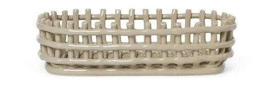 ferm LIVING Ceramic flettet kurv oval 15 x 30 cm Cashmere