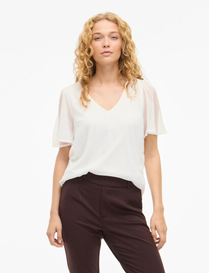 Vila Vifalia V Neck S/S Top Noos Cream 34 Vila Vifalia V Neck S/S Top Noos Cream 34