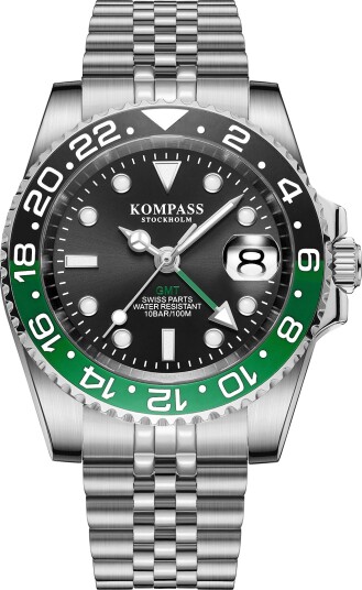 Kompass GMT Professional Jubilee Sapphire Steel Black Green