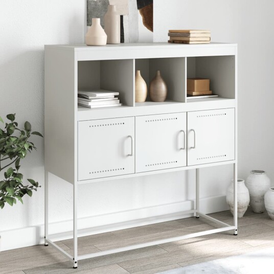 Skjenk hvit 100,5x39x107 cm kaldvalset stål 8721102634789