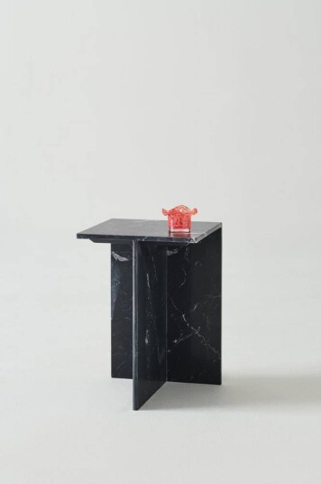 MELETO sidebord marmor 35x35 cm Svart marmor