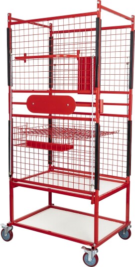 PELA 506556 Oppbevaringsvogn rødt, 935x770x2000 mm, Garasjeinnredning & oppbevaring