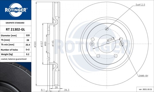 Bremseskive ROTINGER RT 21302-GL