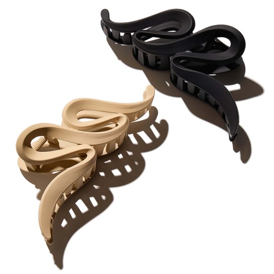 Large Claw Hair Clips Wave 2 Pack Black/Beige Large Claw Hair Clips Wave 2 Pack Black/Beige