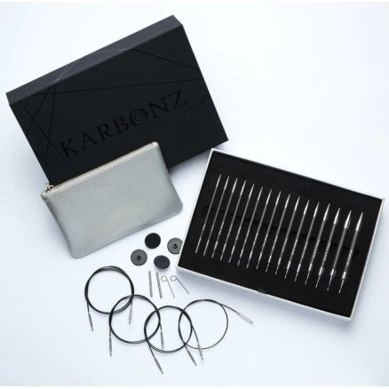 Knitpro Karbonz Box of Joy Utskiftbart rundpindesett 3,5 8 mm 8 størrelser