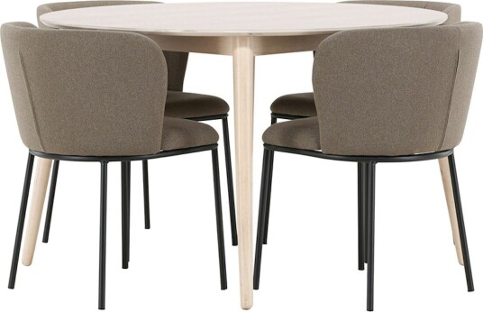 Spisegruppe Venture Home Flora Ø120 cm med 4st Edina Spisestoler