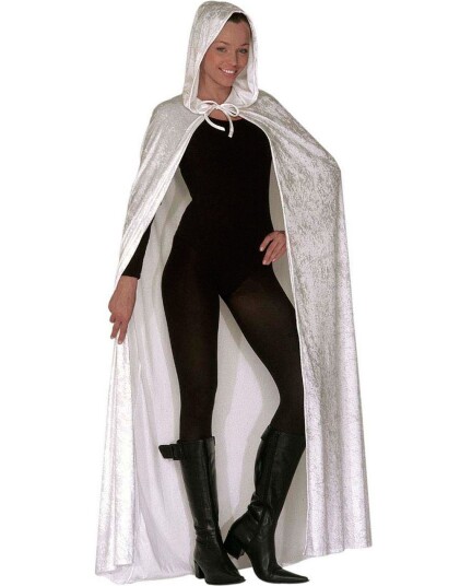 Hvit Velour Kappe m/Hette 150 cm