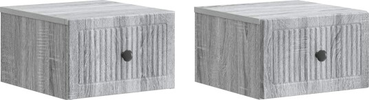 Vegghengt Nattbord med skuff 2 pcs Grå sonoma 33 x 34,5 x 20 cm