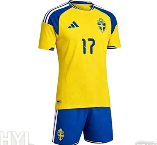 Sverige 2026 Hjemmedrakt Barnsett Gyökeres 17 Trøye og Shorts