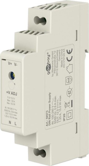 Goobay 15W / 12V DC DIN skinne strømforsyning   1.25A