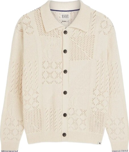 Scotch & Soda Multi Stitch Knitted Cardigan Cream L
