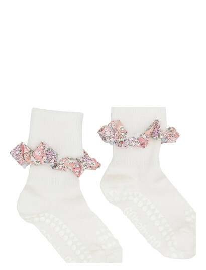 GoBabyGo Non-Slip Socks - Bamboo / Liberty - White - 20/22