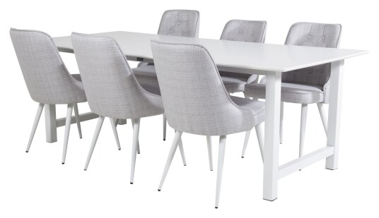Venture Design Count Spisebord med 6 Velvet Delux Stoler, Grå Unoliving