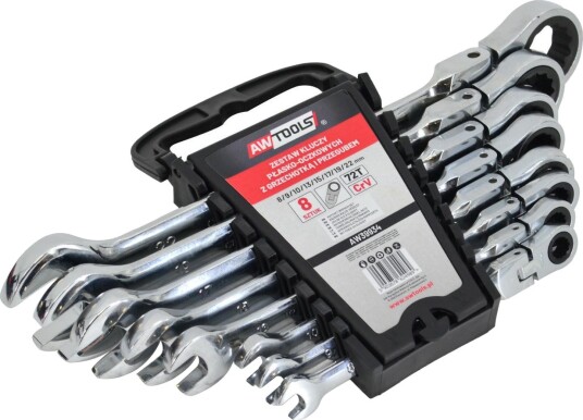 AWTools Skrallenøkkelsett 8-22mm, 6 Deler