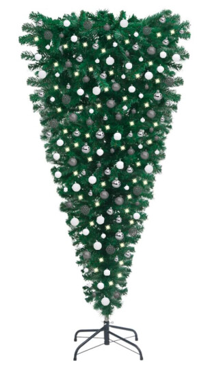 vidaXL Opp-ned kunstig juletre med LED og kulesett 240 cm