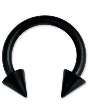 Rund Svart Øyenbrynspiercing med Spike Kuler Strl 1.2 x 10 med 3 mm kule