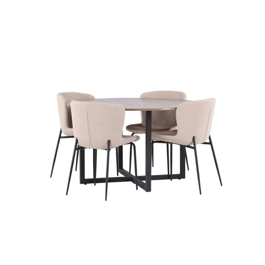 Venture Home Spisegruppe Venture Home Durango Ø 120 cm med 4 Modesto Stoler GR23159