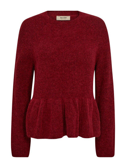 MOS MOSH Mmthora O-Neck Frill Knit - Red - XS MOS MOSH Mmthora O-Neck Frill Knit - Red - XS