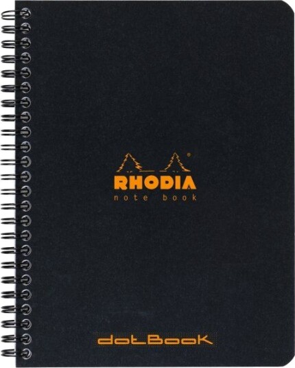 Rhodia Kollegiehæfte Spiral Indbundet A5 Dotted Papir Sort Omslag 80Gram 160 Sider/80 Ark Rhodia Nr. 193439C