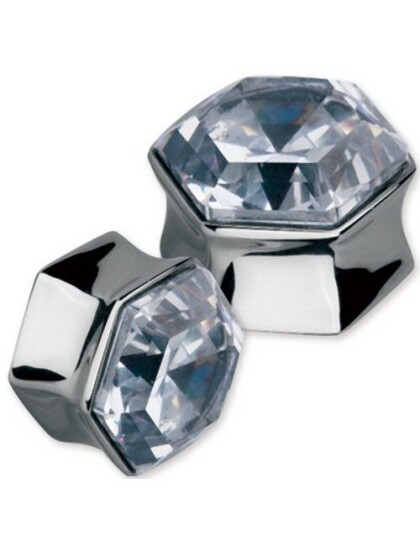 Aab Sekskantet Piercing Plugg med Klar Diamant Strl 14 mm