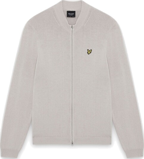 Lyle & Scott Relaxed Cotton Merino Full Zip Jumper Grey L