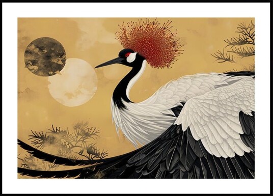 Abstract red crowned crane Plakat Plakat / 100x150cm Abstract red crowned crane Plakat Plakat / 100x150cm