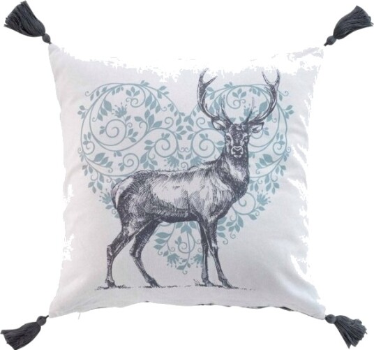 Douceur D`Interieur Dekorativ Pyntepute Med Frynser Og Trykk 40 X 40 Cm Bomull
