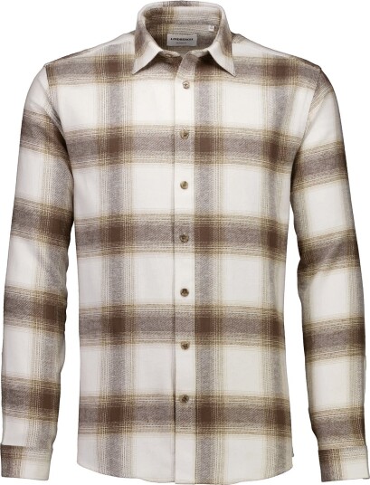 Lindbergh Heavy Checked Twill Shirt L/S Cream XL